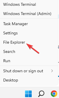 kattintson a jobb gombbal a Start gombra, és válassza a File Explorer lehetőséget