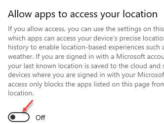 Разрешить приложениям получать доступ к вашему местоположению Выключите