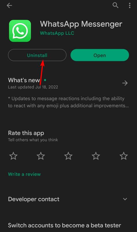 uninstall-whatsapp Cosa успее да не актуализира WhatsApp