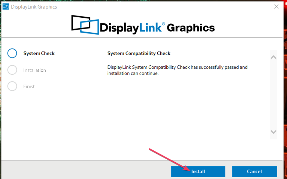 Instalēšanas poga Displaylink draiveris Windows 11