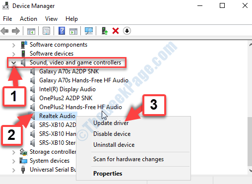 Upravljači zvukom, video i igračima Upravljači uređajima Realtek Audio Desni klik, upravljački program za ažuriranje