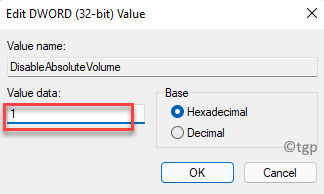 تحرير Dword (32 بت) بيانات القيمة 1 موافق
