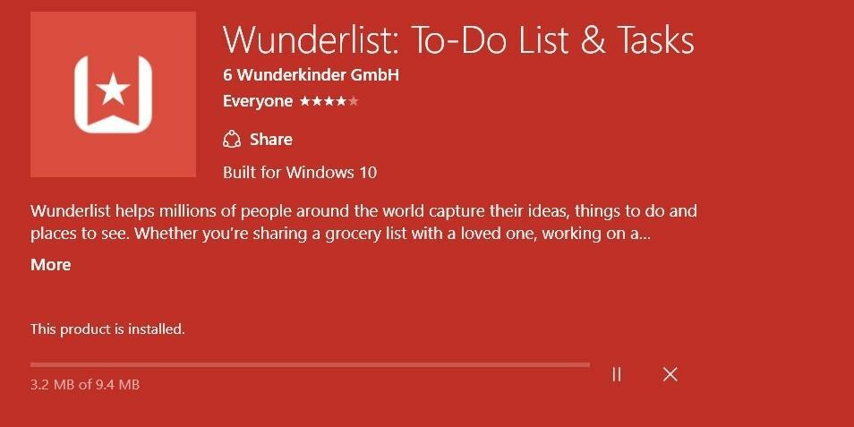 Wunderlist-sovellus Windows 10: lle Päivitetty kommenteilla ja synkronoinnin parannuksilla