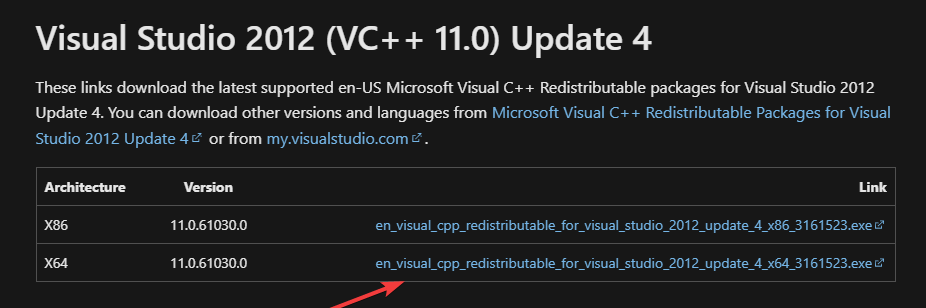 Visual Studio DLL-ს აკლია Windows 7