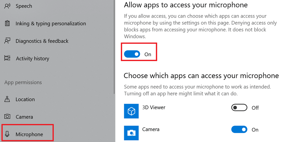 Windows 10 privātuma mikrofons