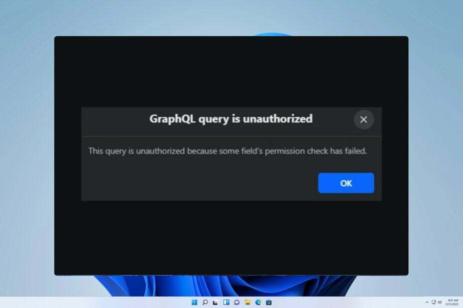 graphql nieautoryzowany błąd