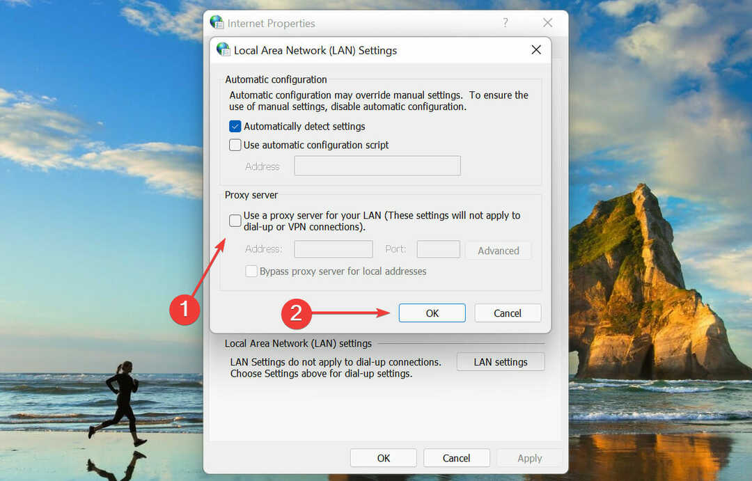 Dezactivați proxy-ul pentru a remedia codul de eroare Windows 11 0x8000ffff