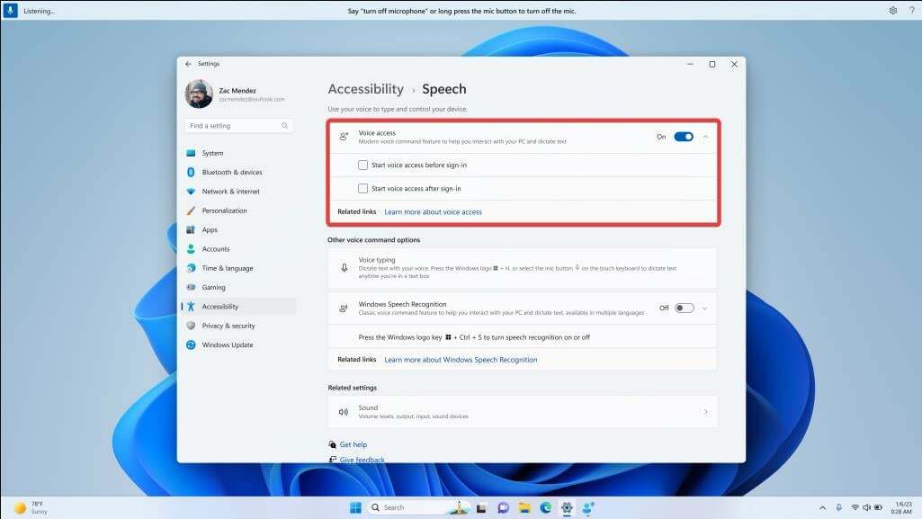 Kā izmantot balss piekļuvi operētājsistēmas Windows 11 bloķēšanas ekrānā
