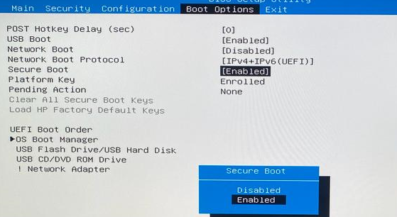 Secure boot - เปิดใช้งานการบู๊ตอย่างปลอดภัย แต่ไม่ได้ใช้งาน windows 11