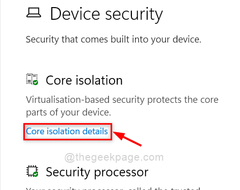 Galvenās izolācijas informācija Windows drošība