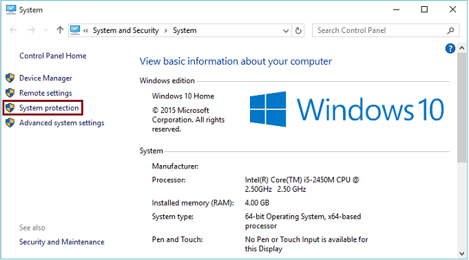 Aseman palautuspisteen luominen tai poistaminen Windows 10: ssä