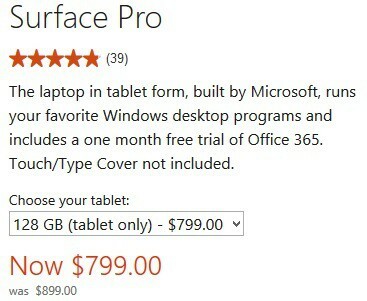 „Microsoft Drop Surface Pro“ kaina dar 100 USD, dabar 200 USD pigesnė už pradinę kainą