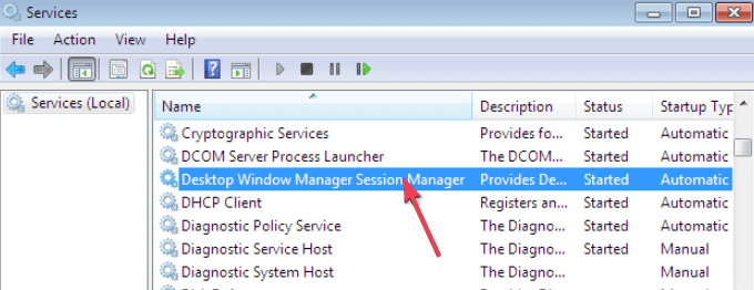 Gerenciador de sessão do Windows Manager