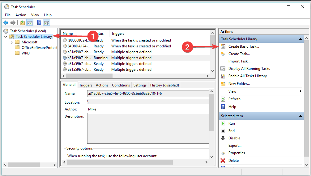 작업 스케줄러는 Windows에서 기본 작업 일정 배치 파일을 생성