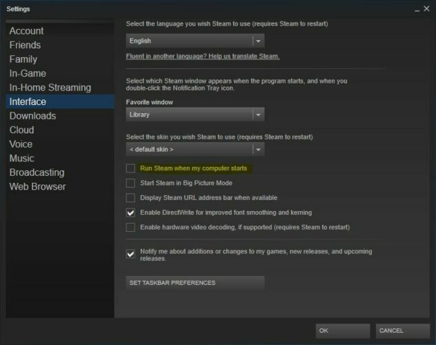 run-steam-when-my-computer-start Na aktualizáciu musí byť Steam online