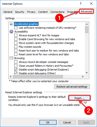 Internet Explorer-Add-On für die Website zurücksetzen konnte nicht ausgeführt werden