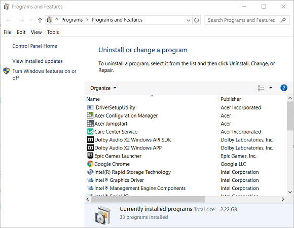 Das Deinstallations-Applet Windows Update Error Code 9c48