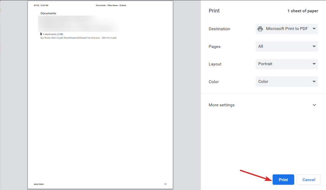 Como imprimir e-mail do Outlook Web & Desktop App