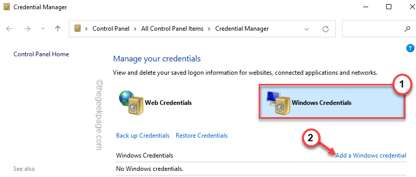 Mínimo de credenciais do Windows