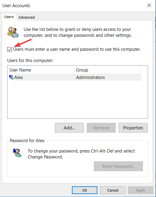 användarkonton lösenord Windows 10 loggar automatiskt in den senaste användaren