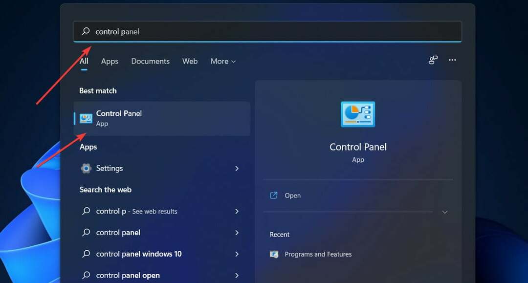 Control-panel-search recupera fișierele șterse Windows 11