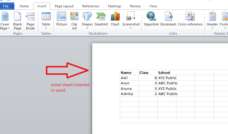 vložiť Excel do slova