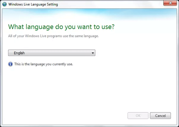 เปลี่ยนภาษา Windows Live Mail