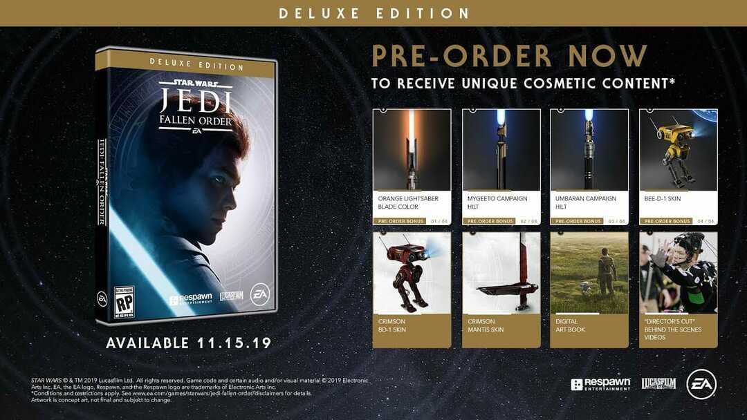 STAR WARS Jedi: Fallen Order Deluxe Edition Xbox X / S ir pieejams