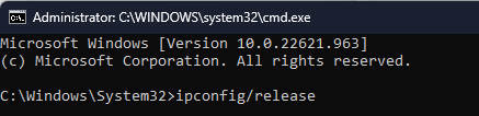 Ipconfig release - dhcp ไม่ได้เปิดใช้งานสำหรับอีเธอร์เน็ต