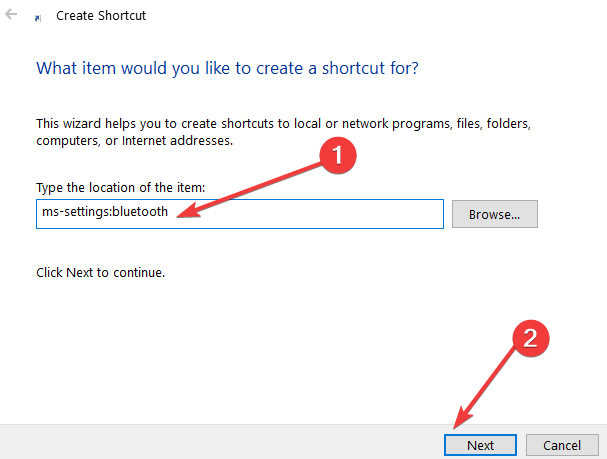 vytvořit zástupce na stránce nastavení Windows 10