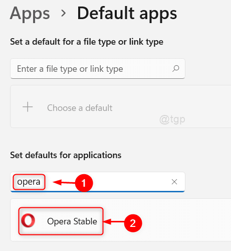 „Opera Stable“ numatytosiose programose „Win11“.