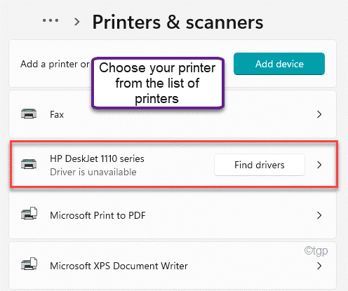 Vælg printeren fra listen Min