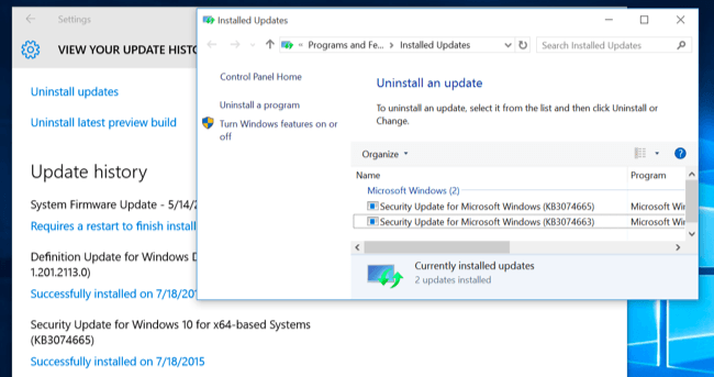 Windows frissítési beállítások Windows 10
