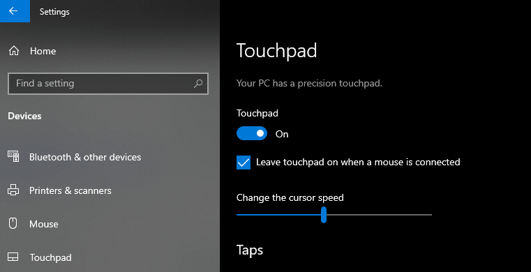 vypněte touchpad notebooku