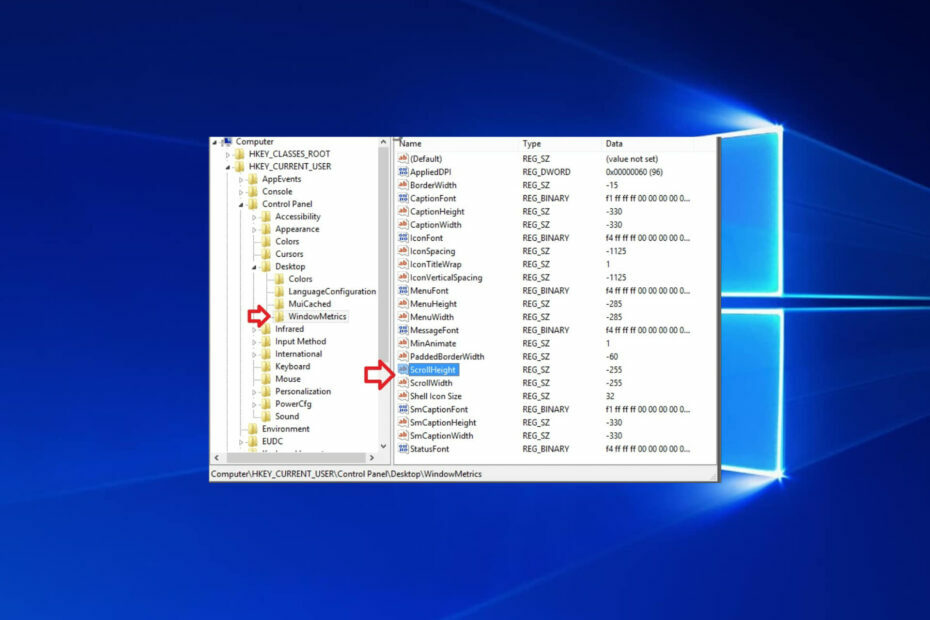 promijenite širinu trake za pomicanje na prikazanoj slici sustava Windows 10