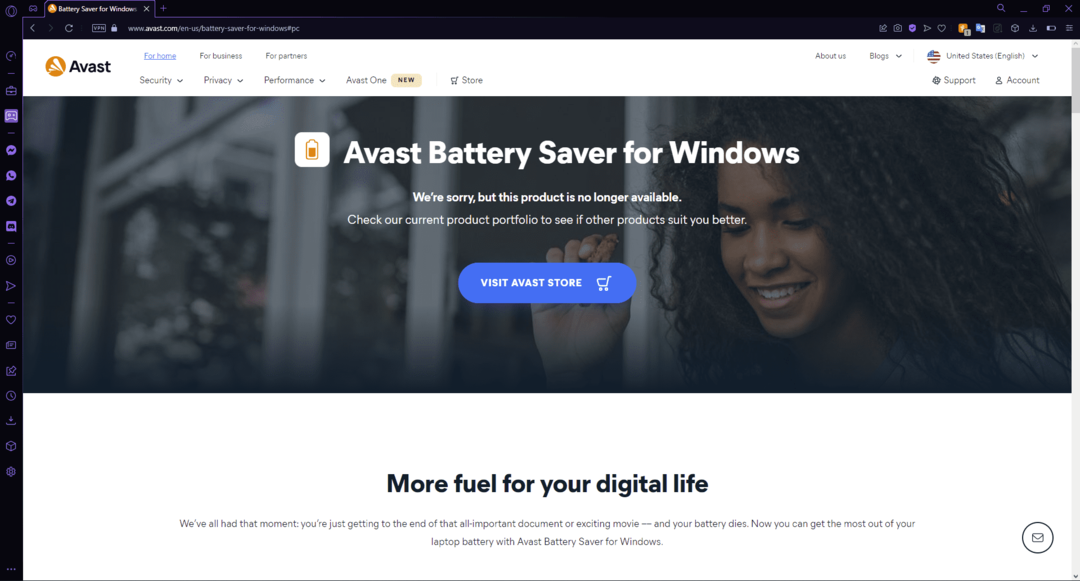 Économiseur de batterie Avast pour Windows.