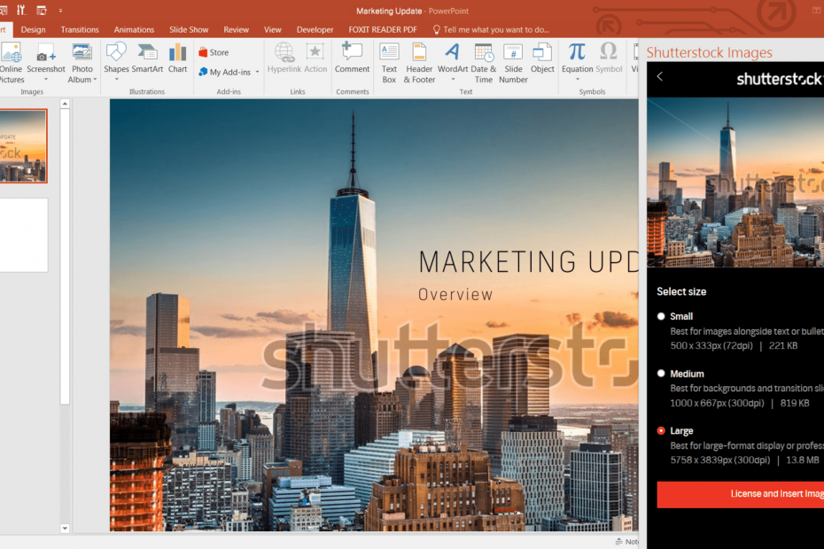 Shutterstocki piltide lisamine PowerPointi esitlusse