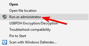 käivitada administraatori administraatoriõigustena Windows 10