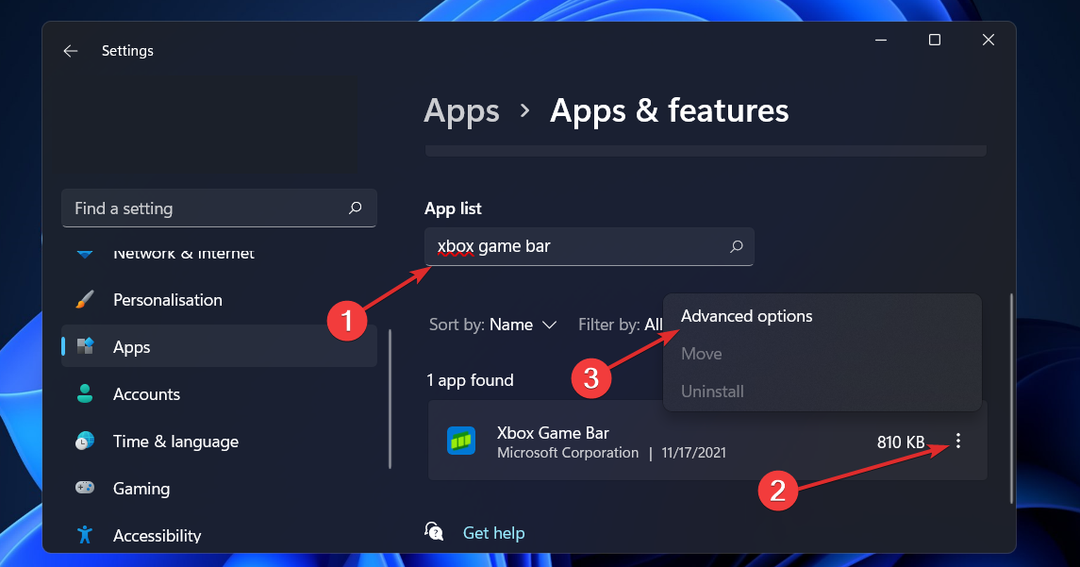 xbox-three-dot-advanced barra di gioco xbox non funziona Windows 11