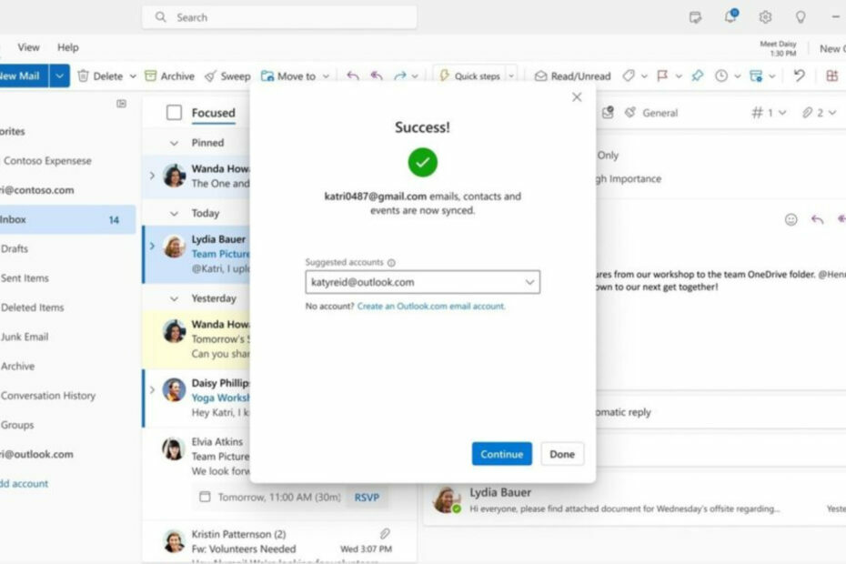 การแสดงตัวอย่างใหม่ของ Outlook สำหรับ Windows เพิ่มการรองรับสำหรับบัญชี Gmail