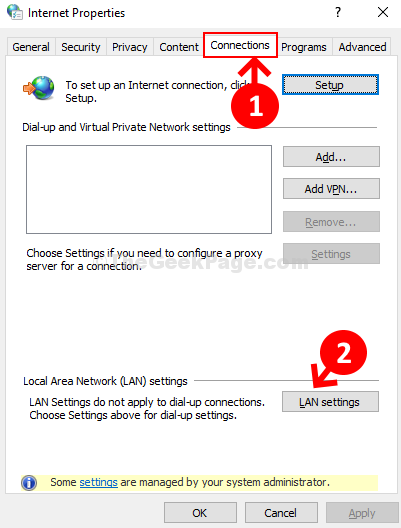 Właściwości internetowe Karta Połączenie Ustawienia sieci LAN