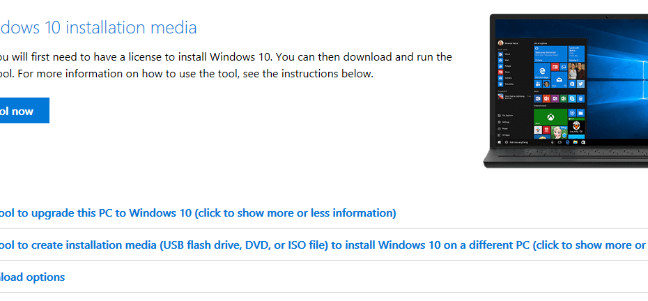 Windows 10 10 월 업데이트 미디어 생성 도구