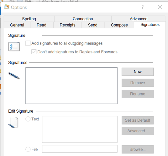 แก้ไขลายเซ็น Windows Live Mail