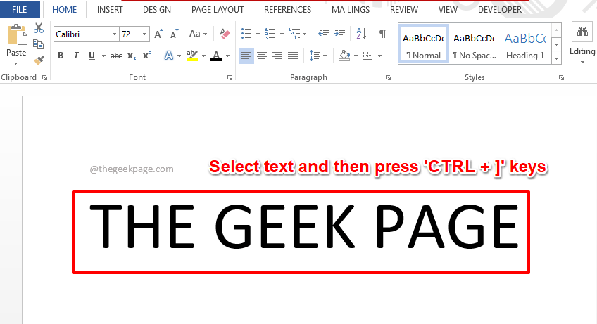 Kako napraviti veličinu fonta veću od 72 točke u Microsoft Wordu