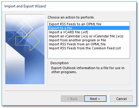 Экспорт Outlook в файл