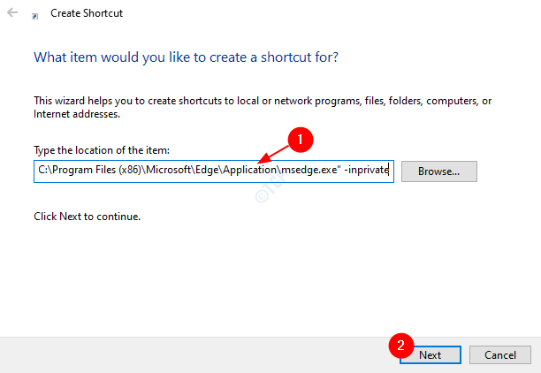 Microsoft Edge को निजी मोड में खोलने के लिए एक शॉर्टकट बनाएं