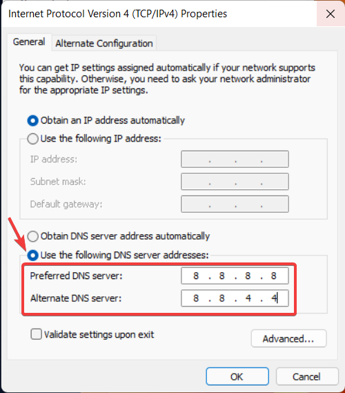 vaihtoehtoinen DNS-palvelin