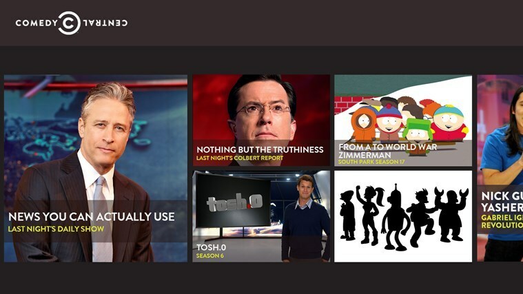 Запуск програми Comedy Central для Windows 8, завантажте для перегляду повних серій