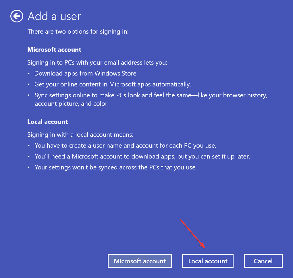 cont local pentru a remedia fila fără detalii în proprietăți în Windows 11