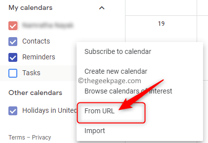Google kalendar Ostali kalendari s URL-a Min